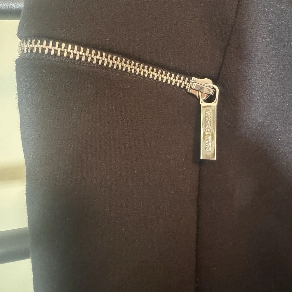 Michael Kors Skirt Pencil Black Stretch Silver Zippered Pockets Preppy Women's 6